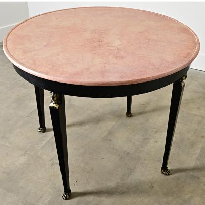 French Empire Style Ebonized Marble Top Center Table