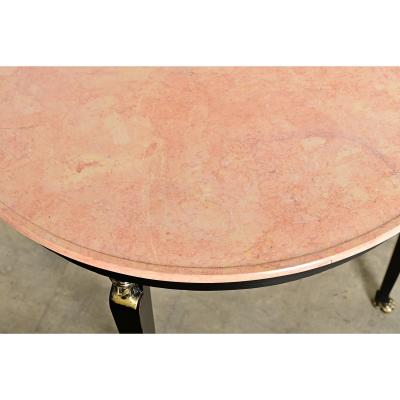 French Empire Style Ebonized Marble Top Center Table