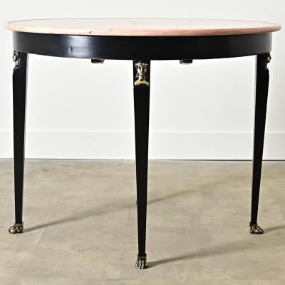 French Empire Style Ebonized Marble Top Center Table