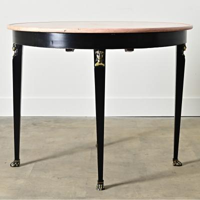 French Empire Style Ebonized Marble Top Center Table