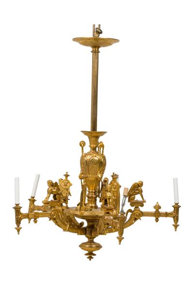 French Empire Style Gilt Bronze Five Light Chandelier