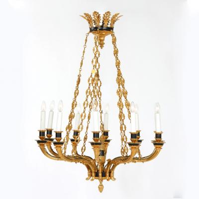French Empire Style Gilt Bronze Ten Armed Chandelier