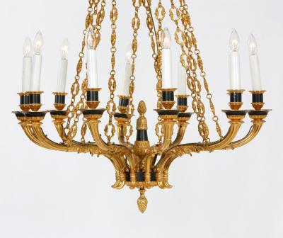 French Empire Style Gilt Bronze Ten Armed Chandelier