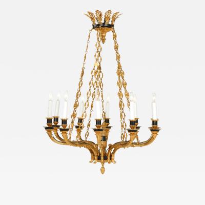 French Empire Style Gilt Bronze Ten Armed Chandelier