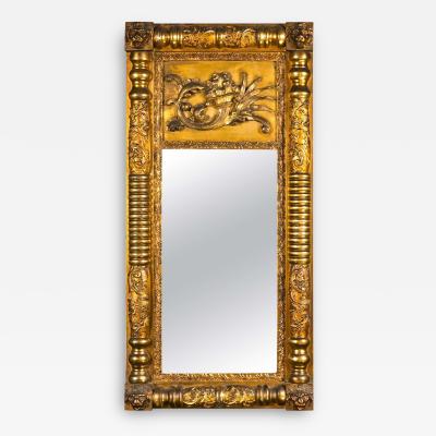 French Empire Style Giltwood Mirror Elaborately Carved Frame Circa 19th Century