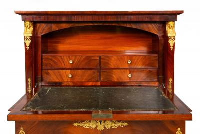 French Empire Style Mahogany Antique Secretary Desk
