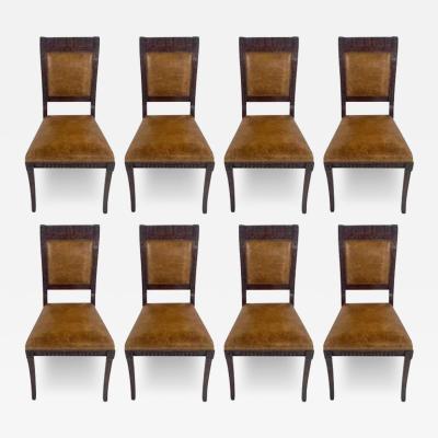 French Empire Style Mahogany Leather Saber Legs Dining Chair A Set of 8