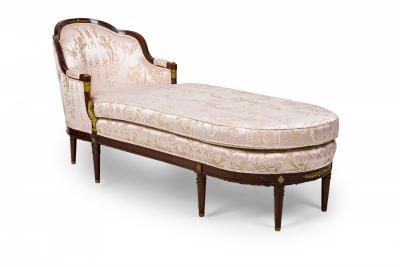 French Empire Style Mahogany Pink Chaise