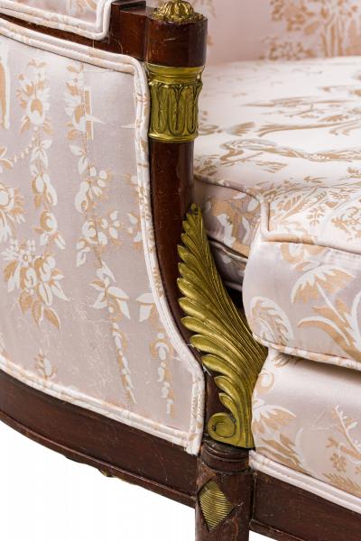 French Empire Style Mahogany Pink Chaise
