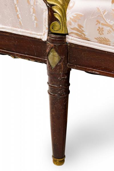 French Empire Style Mahogany Pink Chaise