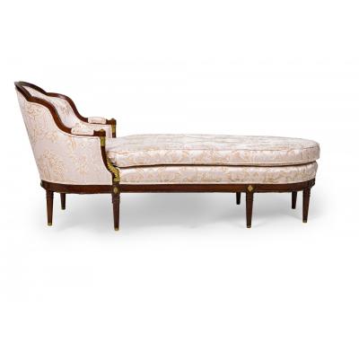 French Empire Style Mahogany Pink Chaise