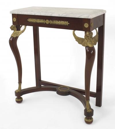 French Empire Style Mahogany and Marble Console Table