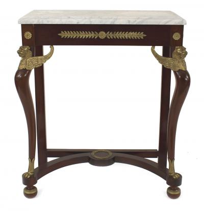 French Empire Style Mahogany and Marble Console Table