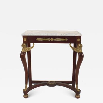 French Empire Style Mahogany and Marble Console Table