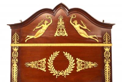 French Empire Style Mahogany and Ormolu Pediment Wall Mirror