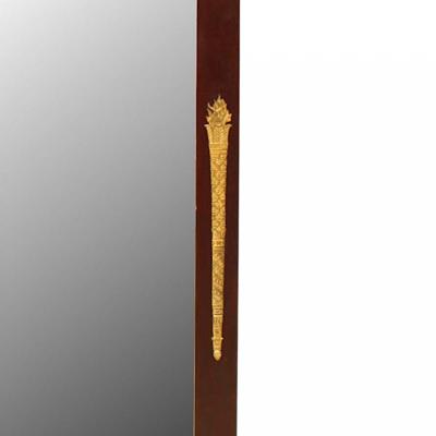 French Empire Style Mahogany and Ormolu Pediment Wall Mirror