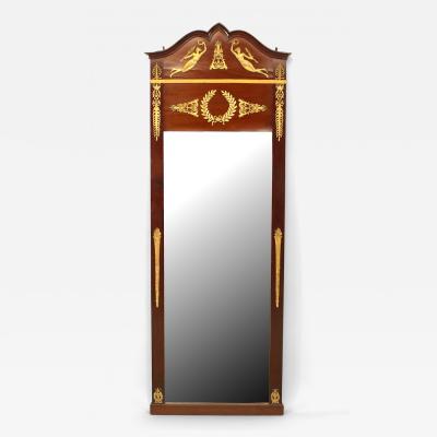 French Empire Style Mahogany and Ormolu Pediment Wall Mirror