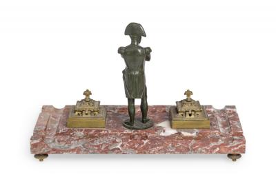 French Empire Style Marble Inkwell with Napoleon Figure