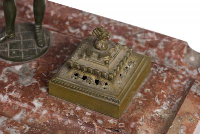 French Empire Style Marble Inkwell with Napoleon Figure
