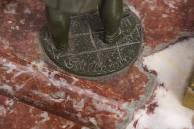 French Empire Style Marble Inkwell with Napoleon Figure
