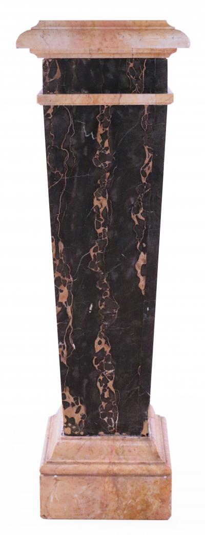 French Empire Style Solid Black and Beige Marble Pedestal