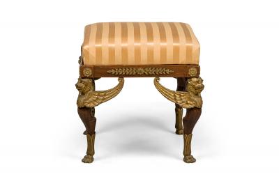 French Empire Style Sphinx Mahogany Bench