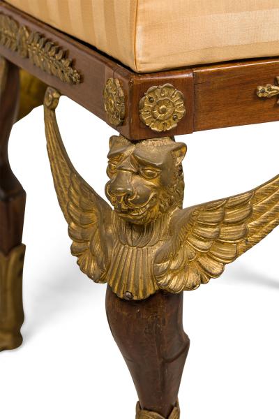 French Empire Style Sphinx Mahogany Bench
