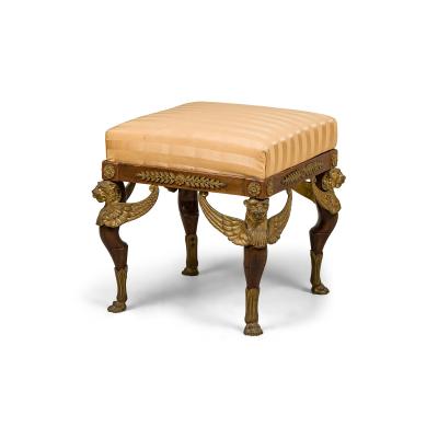 French Empire Style Sphinx Mahogany Bench
