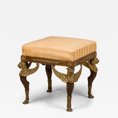 French Empire Style Sphinx Mahogany Bench