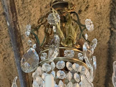 French Empire Thirteen Light Basket Chandelier Bronze Crystal France 19th C