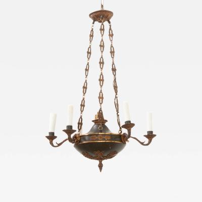 French Empire Tole Brass Chandelier