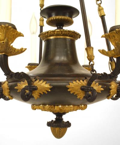 French Empire circa 1820 Bronze Gilt Trimmed Chandelier
