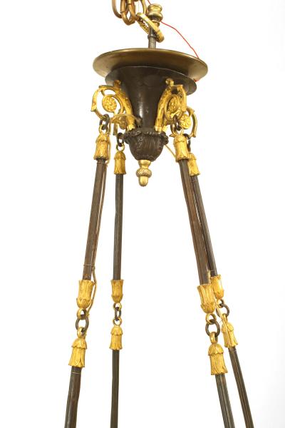 French Empire circa 1820 Bronze Gilt Trimmed Chandelier
