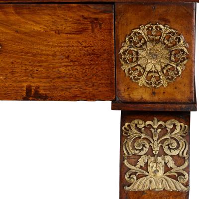 French Empire gilt bronze and mahogany console table