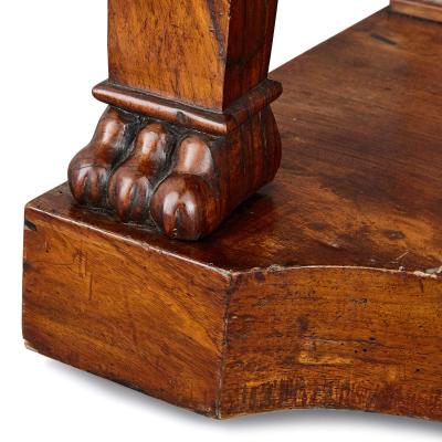 French Empire gilt bronze and mahogany console table