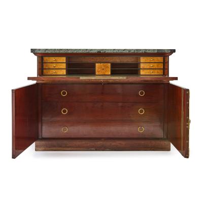 French Empire period mahogany marble and gilt bronze cabinet