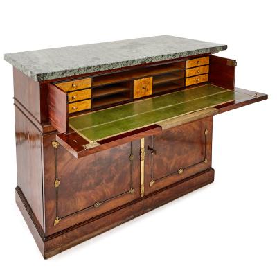 French Empire period mahogany marble and gilt bronze cabinet