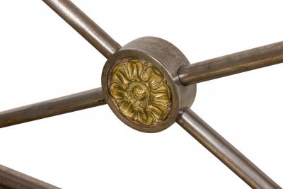 French Empire style 19th Cent steel and bronze trimmed sleigh design daybed