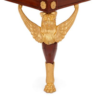 French Empire style gilt bronze and mahogany five piece salon suite