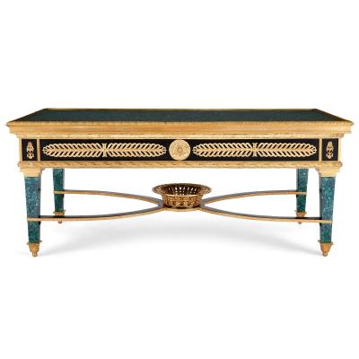 French Empire style gilt bronze mounted malachite coffee table