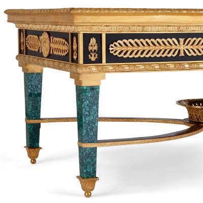 French Empire style gilt bronze mounted malachite coffee table