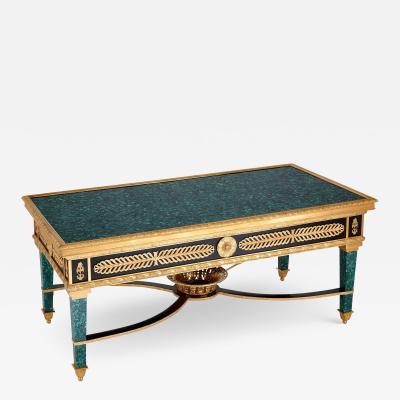 French Empire style gilt bronze mounted malachite coffee table