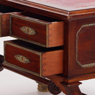 French Empire style leather top mahogany writing desk C 1890