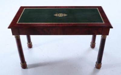 French Empire style mahogany bronze mounted leather top writing desk C 1940