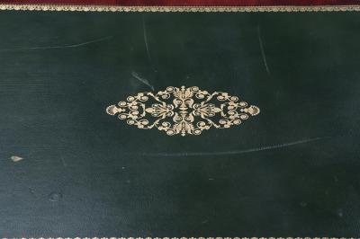 French Empire style mahogany bronze mounted leather top writing desk C 1940