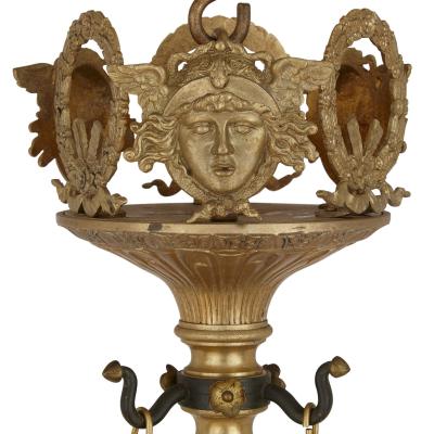 French Empire style ormolu and bronze chandelier