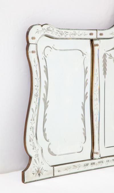French Etched Horizontal Mirror with Foliate Etched Boarders