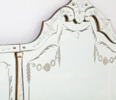 French Etched Horizontal Mirror with Foliate Etched Boarders