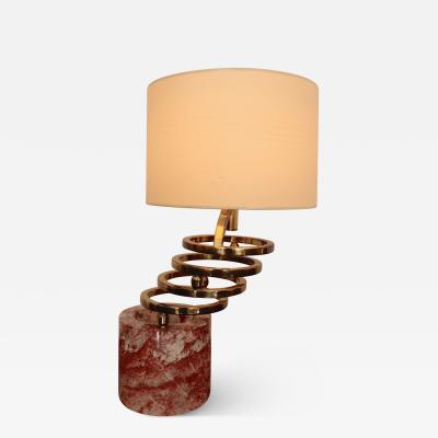 French Extendable Marble Brass Table Lamp circa 1970