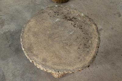 French Faux Bois Stone Garden Table Stools Set